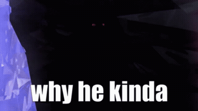 A Cartoon Wolf With Red Eyes And The Words Why He Kinda Below It GIF