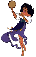 A Cartoon Woman In A Purple Dress Is Holding A Tambourine Sticker
