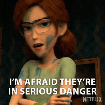 A Cartoon Woman Says I 'M Afraid They 'Re In Serious Danger On Netflix GIF