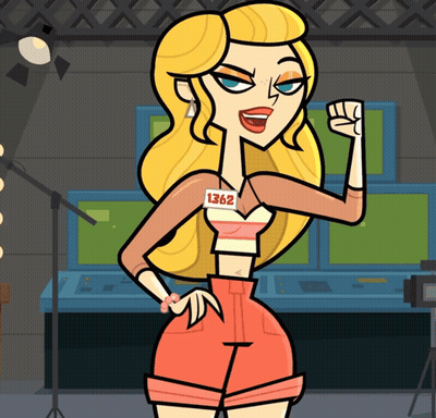 A Cartoon Woman With A Name Tag That Says 1362 On It GIF