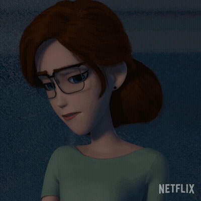 A Cartoon Woman With Glasses And The Words He Came Back GIF