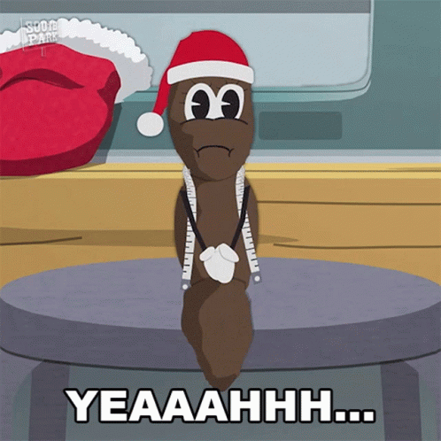 A Cartoon Worm Wearing A Santa Hat Says Yeaahhhh GIF