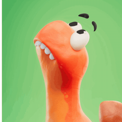 A Cartoon Worm With Its Mouth Open And Big Eyes GIF