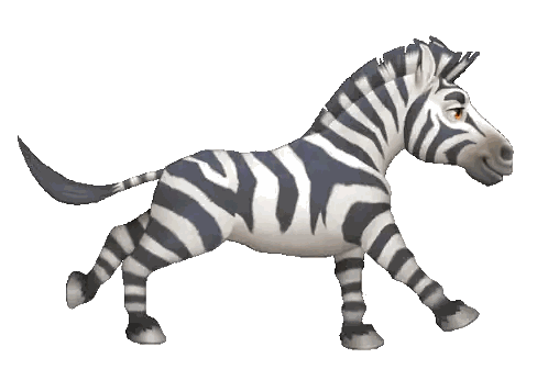 A Cartoon Zebra With A Long Tail Is Running On A White Background Sticker