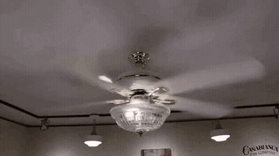 A Casablanca Fan Company Ceiling Fan Is Spinning In A Room GIF