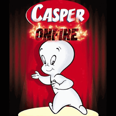 A Casper On Fire Poster With A Cartoon Character On It GIF