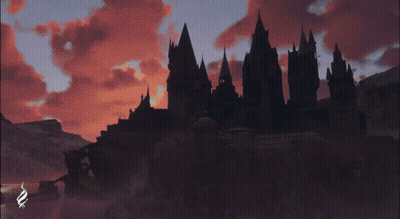 A Castle Is Silhouetted Against A Cloudy Sky With The Letters Nmx Visible GIF