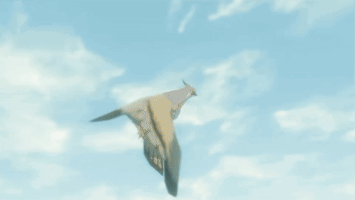A Castle With A Bird Flying In The Sky GIF