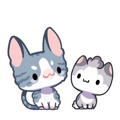 A Cat And A Kitten Are Standing Next To Each Other And Looking At Each Other Sticker