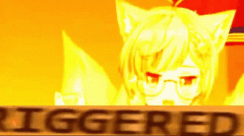A Cat Girl Is Holding A Sign That Says Triggered GIF