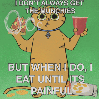 A Cat Holding A Red Cup And A Slice Of Pizza GIF