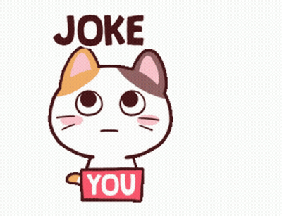 A Cat Holding A Sign That Says " Joke You " GIF