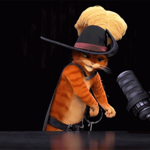 A Cat In A Cowboy Hat Is Holding A Sword GIF