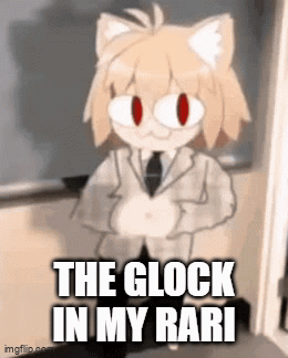 A Cat In A Suit And Tie Is Saying The Glock In My Rari GIF