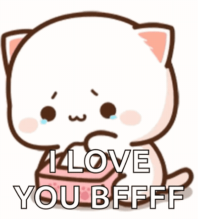 A Cat Is Holding A Box That Says I Love You Bfff GIF