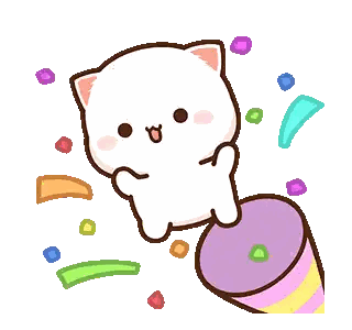 A Cat Is Holding A Party Hat In Its Mouth . Sticker