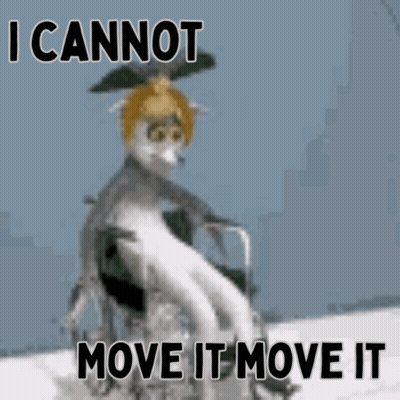 A Cat Is In A Wheelchair With The Words " I Cannot Move It Move It " GIF