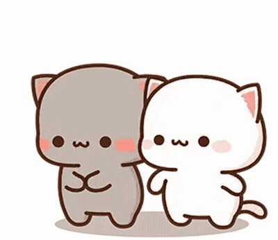 A Cat Is Kissing Another Cat On The Cheek . GIF