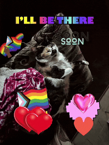 Cat Laying On Couch With I'll Be There Soon Words GIF