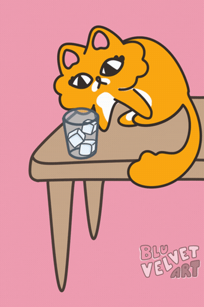 A Cat Is Laying On A Table With A Bottle Of Ice Cubes On It GIF