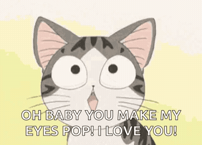 A Cat Is Saying `` Oh Baby You Make My Eyes Pop ! I Love You '' . GIF