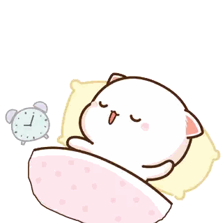 A Cat Is Sleeping In A Bed With An Alarm Clock In The Background Sticker