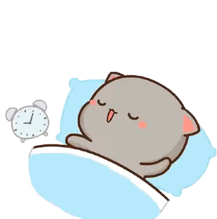 A Cat Is Sleeping In A Bed With An Alarm Clock Next To It Sticker