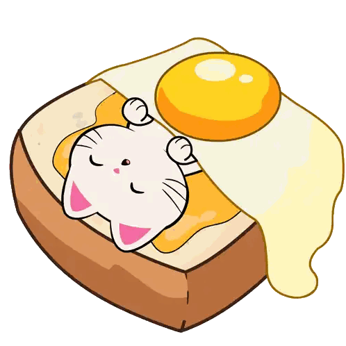 A Cat Is Sleeping On A Piece Of Toast With An Egg On It Sticker