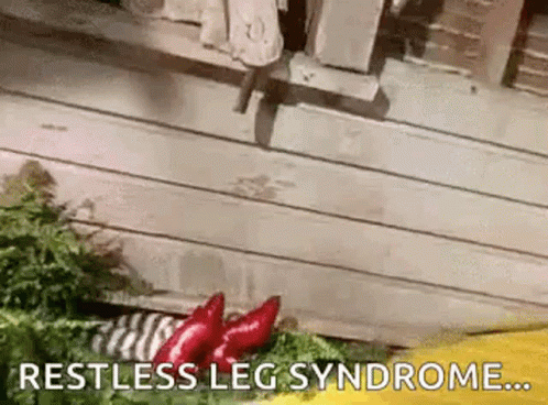 A Cat Is Standing On A Wooden Porch Next To A Bunch Of Vegetables And Says Restless Leg Syndrome . GIF