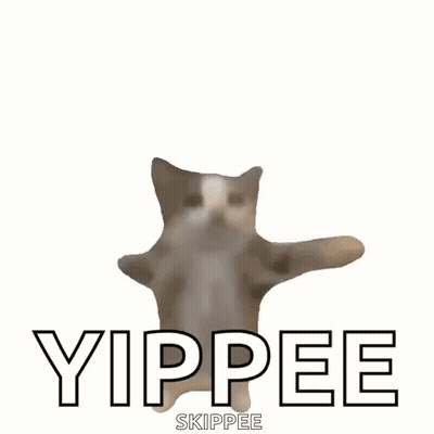 A Cat Is Standing On Its Hind Legs With The Words Yippee Skippee Underneath It GIF