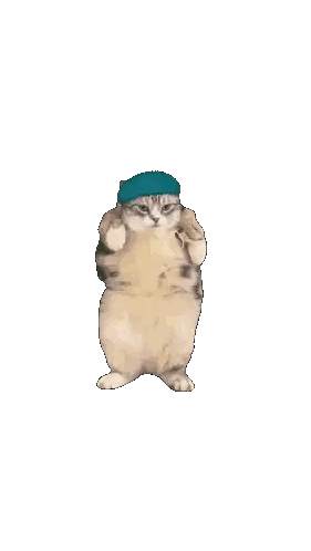 A Cat Wearing A Blue Hat Is Dancing Sticker