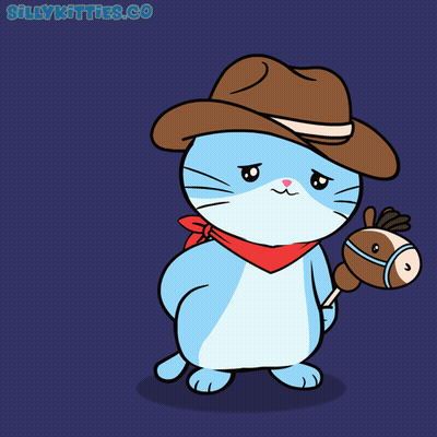 A Cat Wearing A Cowboy Hat And Scarf Holds A Sign That Says Sorry GIF