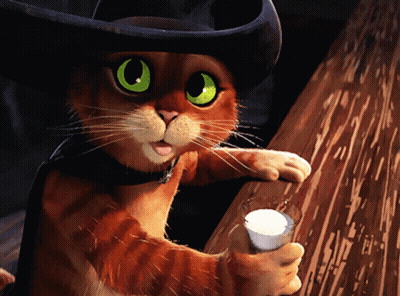 A Cat Wearing A Cowboy Hat Is Holding A Cup Of Milk GIF