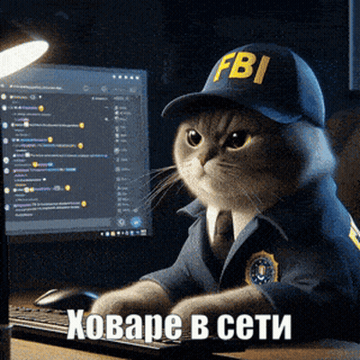 A Cat Wearing A Fbi Hat Is Typing On A Computer GIF