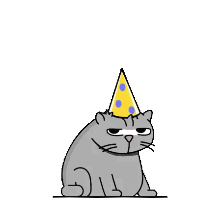 A Cat Wearing A Party Hat Is Surrounded By Streamers And Confetti Sticker