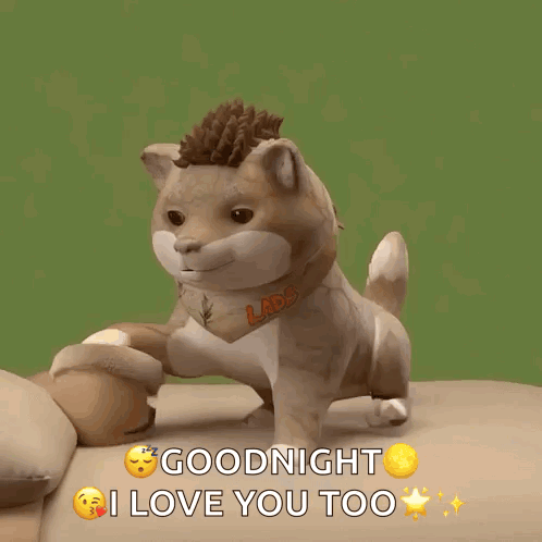 a cat wearing a santa hat is sleeping on a bed with the words goodnight i love you too above it
