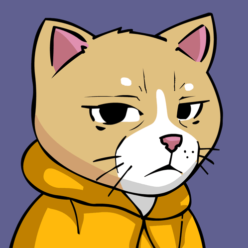 A Cat Wearing A Yellow Hoodie Has A Serious Look On Its Face GIF