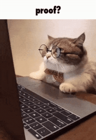 A Cat Wearing Glasses And A Tie Is Looking At A Laptop . GIF