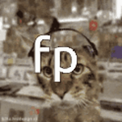 A Cat Wearing Headphones And Glasses With The Letter F On It GIF