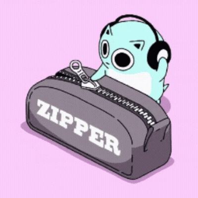 A Cat Wearing Headphones Sits On A Zipper GIF