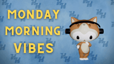 A Cat Wearing Headphones With The Words Monday Morning Vibes Behind It GIF