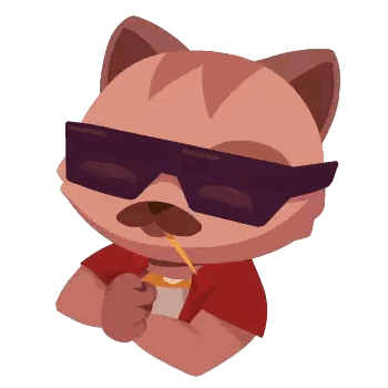 A Cat Wearing Sunglasses And A Red Shirt Is Holding A Straw In Its Mouth Sticker