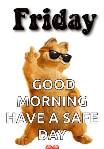 A Cat Wearing Sunglasses Is Giving The Middle Finger And Says Friday Good Morning Have A Safe Day GIF