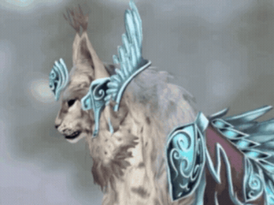 A Cat With A Crown On Its Head And Feathers Around Its Neck GIF