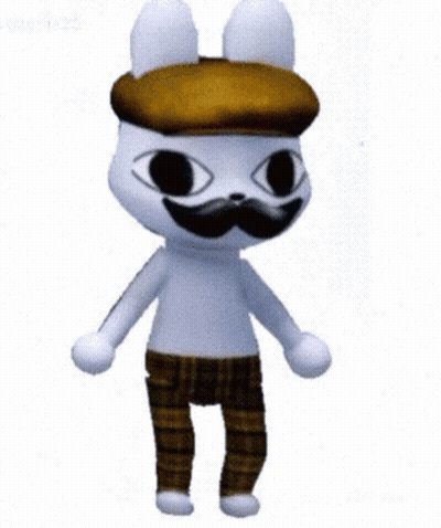 A Cat With A Hat And Mustache Is Standing In Front Of A Checkered Background GIF