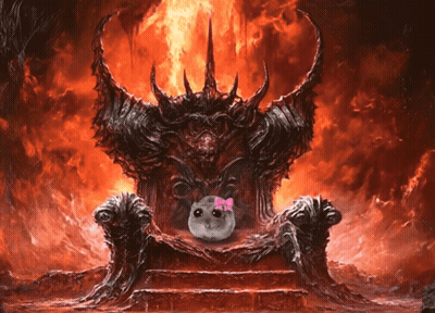 A Cat With A Pink Bow Sits On A Throne In Front Of A Fire GIF