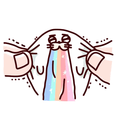 A Cat With A Rainbow Coming Out Of Its Mouth Sticker