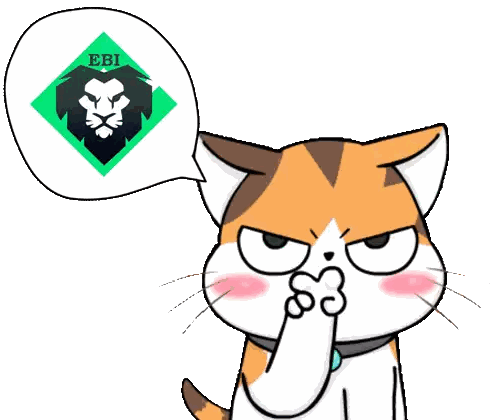 A Cat With A Speech Bubble That Says " Ebi " On It Sticker