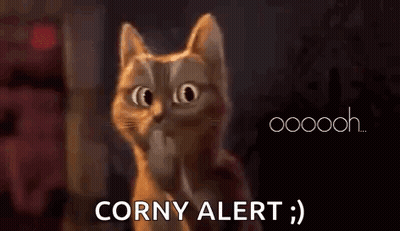 A Cat With A Surprised Look On Its Face And The Words `` Corny Alert '' . GIF