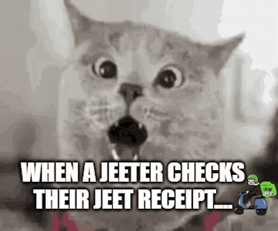 A Cat With A Surprised Look On Its Face Says When A Jeeter Checks Their Jeet Receipt .. GIF